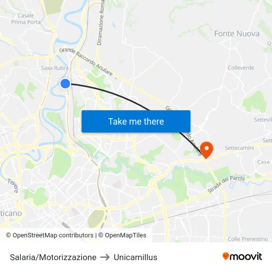 Salaria/Motorizzazione to Unicamillus map
