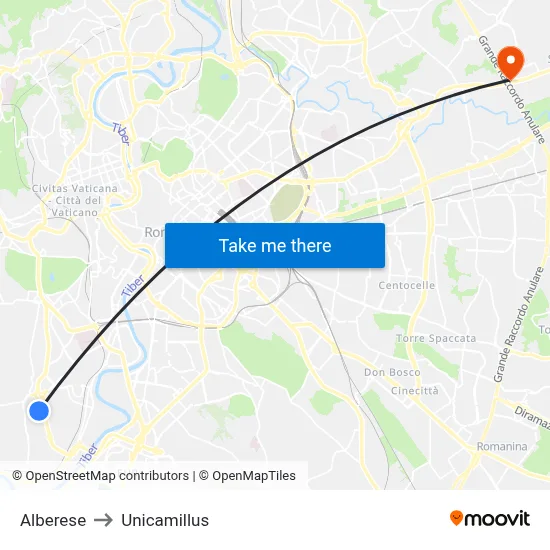 Alberese to Unicamillus map