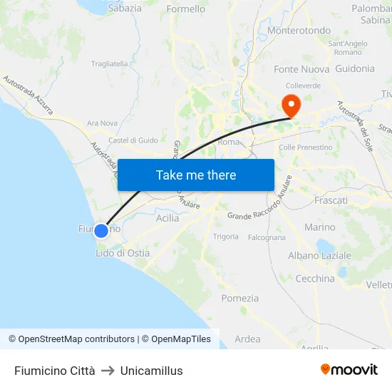 Fiumicino Città to Unicamillus map