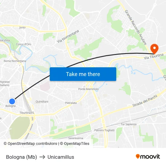 Bologna (Mb) to Unicamillus map