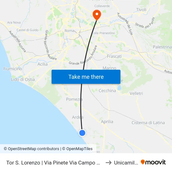 Tor S. Lorenzo | Via Pinete Via Campo Di Carne to Unicamillus map