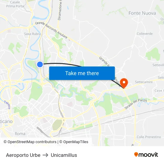 Aeroporto Urbe to Unicamillus map
