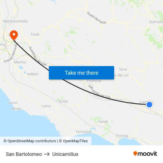 San Bartolomeo to Unicamillus map