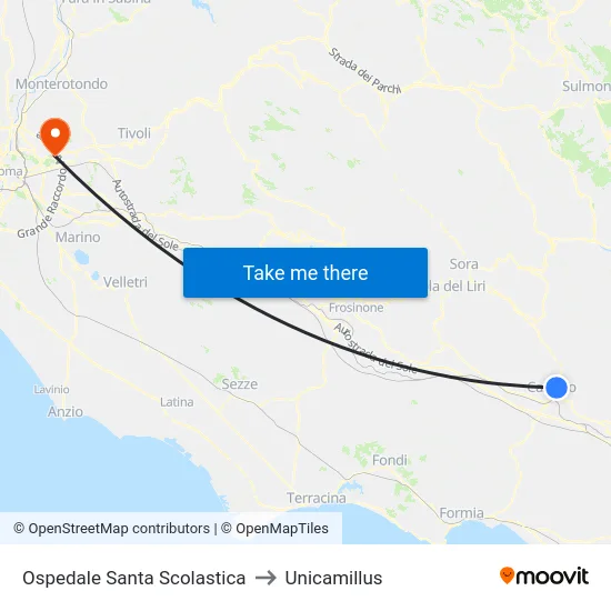 Ospedale Santa Scolastica to Unicamillus map