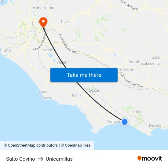 Salto Covino to Unicamillus map