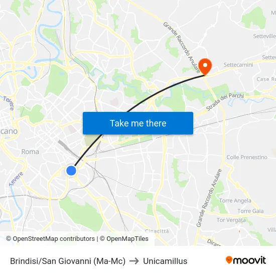 Brindisi/San Giovanni (Ma-Mc) to Unicamillus map