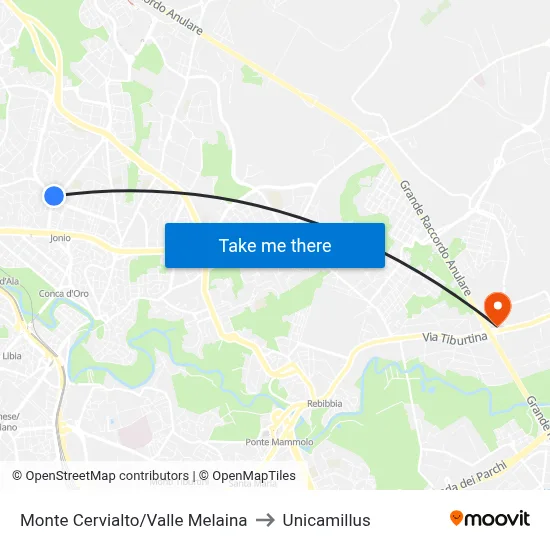 Monte Cervialto/Valle Melaina to Unicamillus map