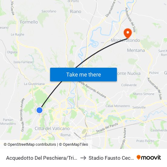 Acquedotto Del Peschiera/Trionfale to Stadio Fausto Cecconi map