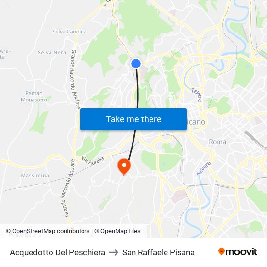 Acquedotto Del Peschiera to San Raffaele Pisana map