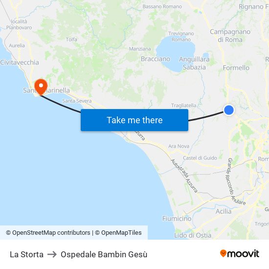 La Storta to Ospedale Bambin Gesù map