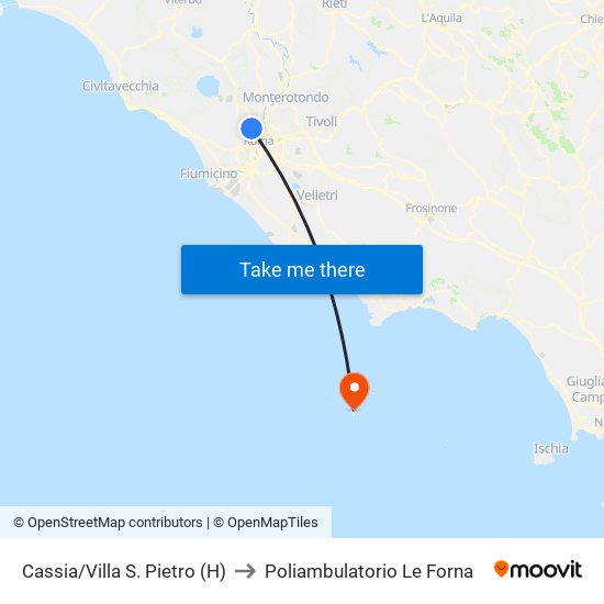 Cassia/Villa S. Pietro (H) to Poliambulatorio Le Forna map