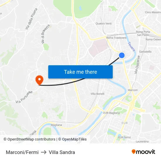Marconi/Fermi to Villa Sandra map