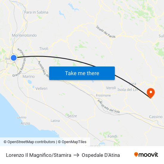 Lorenzo Il Magnifico/Stamira to Ospedale D'Atina map