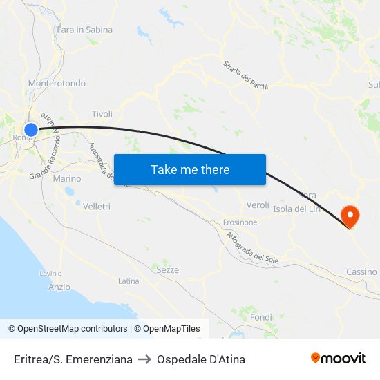 Eritrea/S. Emerenziana to Ospedale D'Atina map