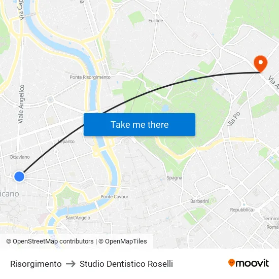 Risorgimento to Studio Dentistico Roselli map