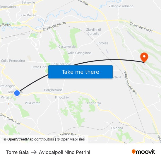 Torre Gaia to Aviocaipoli Nino Petrini map
