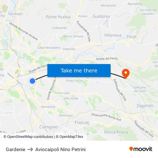 Gardenie to Aviocaipoli Nino Petrini map