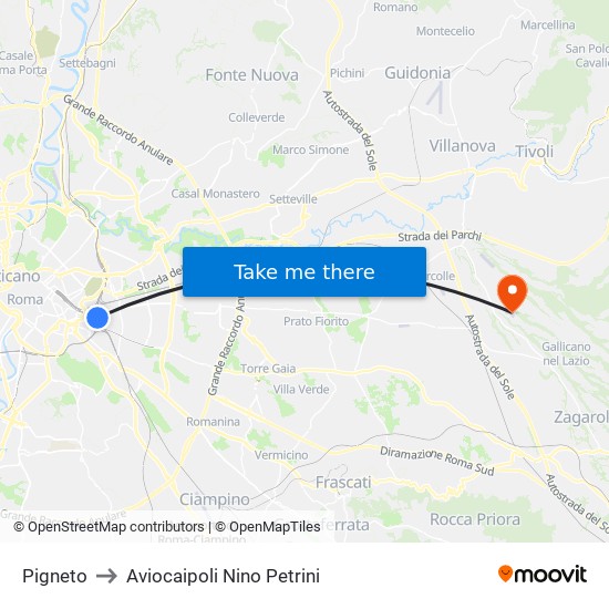 Pigneto to Aviocaipoli Nino Petrini map