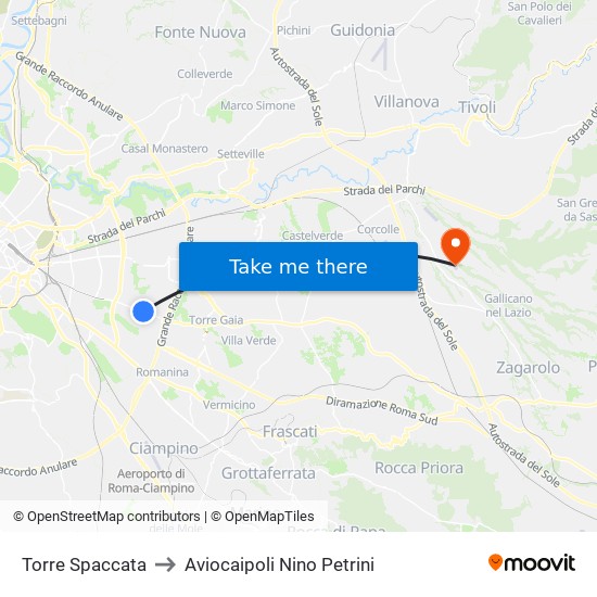 Torre Spaccata to Aviocaipoli Nino Petrini map