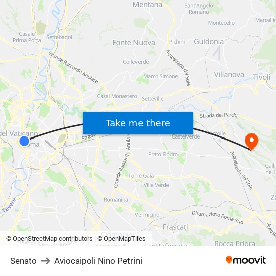 Senato to Aviocaipoli Nino Petrini map