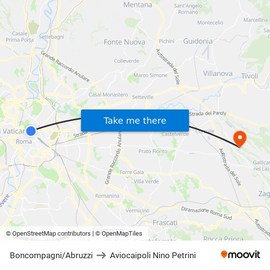 Boncompagni/Abruzzi to Aviocaipoli Nino Petrini map