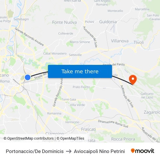 Portonaccio/De Dominicis to Aviocaipoli Nino Petrini map