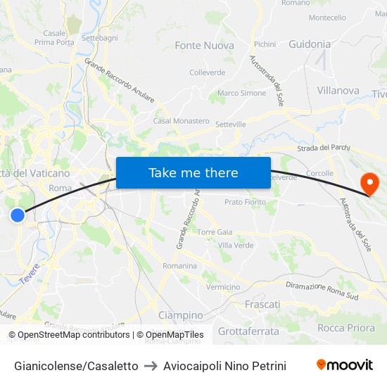Gianicolense/Casaletto to Aviocaipoli Nino Petrini map