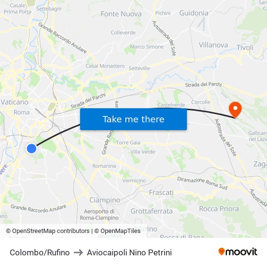 Colombo/Rufino to Aviocaipoli Nino Petrini map