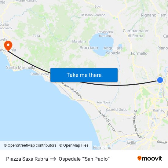 Piazza Saxa Rubra to Ospedale ""San Paolo"" map