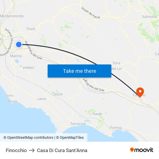 Finocchio to Casa Di Cura Sant'Anna map