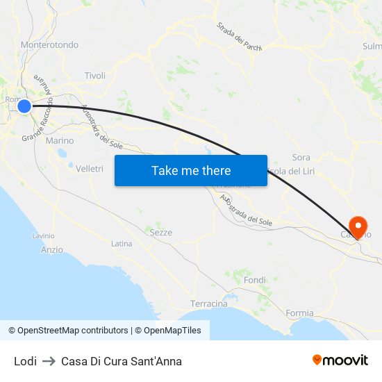 Lodi to Casa Di Cura Sant'Anna map