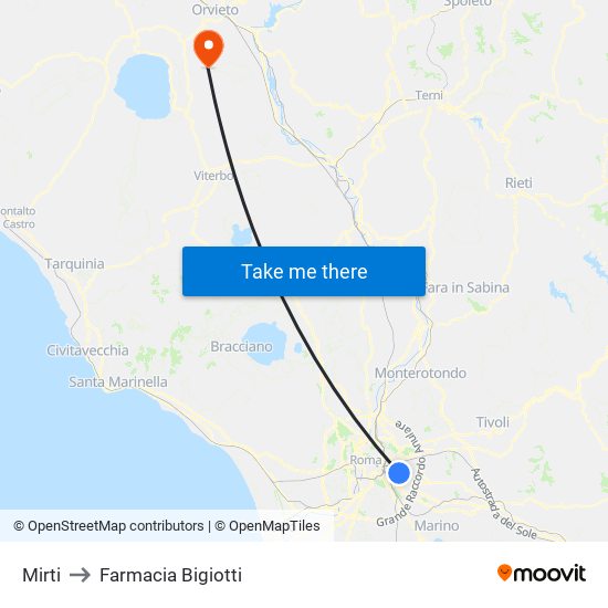 Mirti to Farmacia Bigiotti map