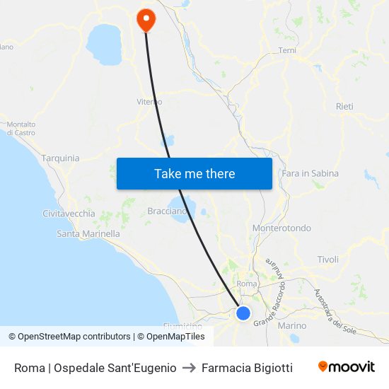 Roma | Ospedale Sant'Eugenio to Farmacia Bigiotti map