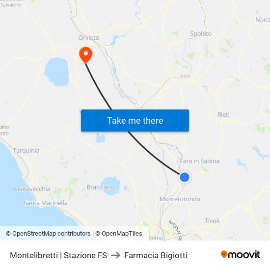 Montelibretti | Stazione FS to Farmacia Bigiotti map