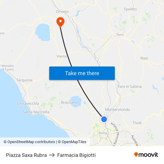 Piazza Saxa Rubra to Farmacia Bigiotti map