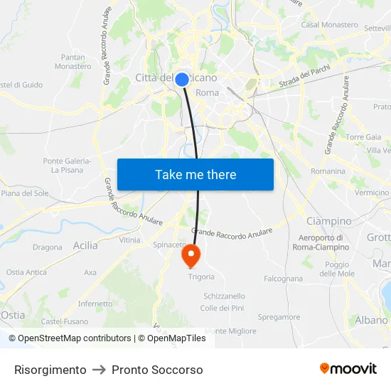 Risorgimento to Pronto Soccorso map