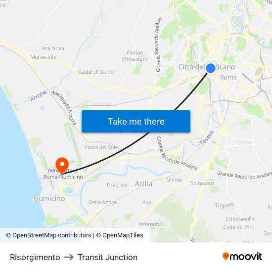 Risorgimento to Transit Junction map