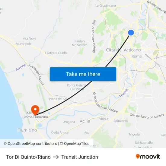 Tor Di Quinto/Riano to Transit Junction map
