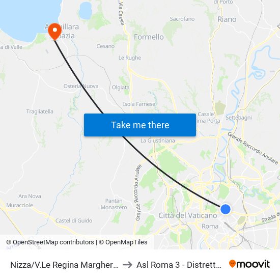 Nizza/V.Le Regina Margherita to Asl Roma 3 - Distretto 4 map