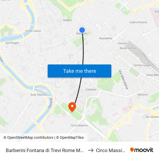 Barberini Fontana di Trevi Rome Metro to Circo Massimo map