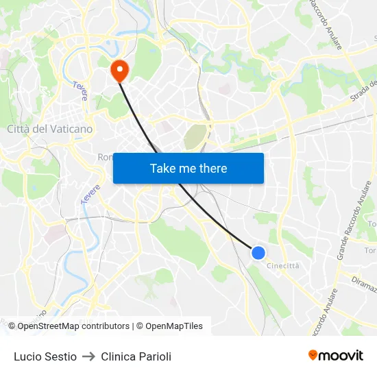Lucio Sestio to Parioli Clinic map