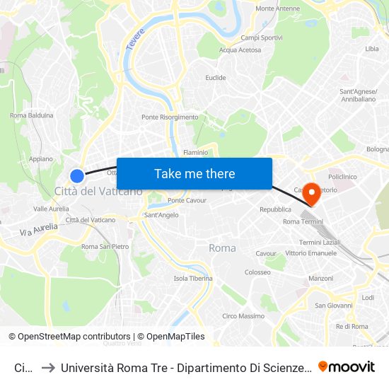 Cipro to Università Roma Tre - Dipartimento Di Scienze Della Formazione map