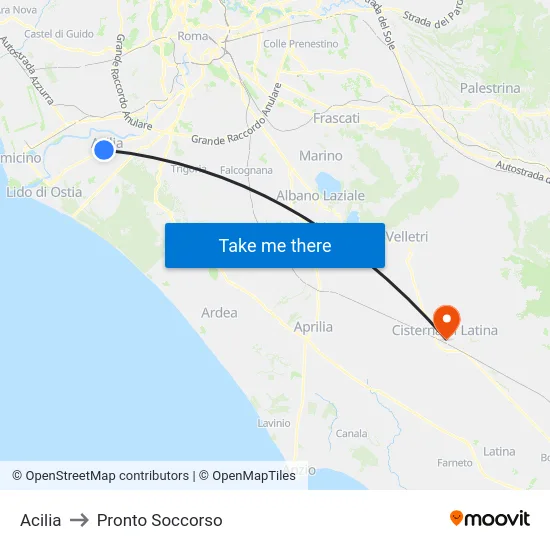 Acilia to Pronto Soccorso map