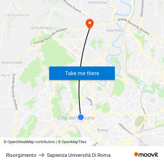 Risorgimento to Sapienza Università Di Roma map