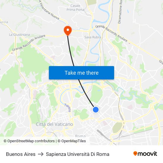Buenos Aires to Sapienza Università Di Roma map