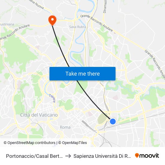 Portonaccio/Casal Bertone to Sapienza Università Di Roma map