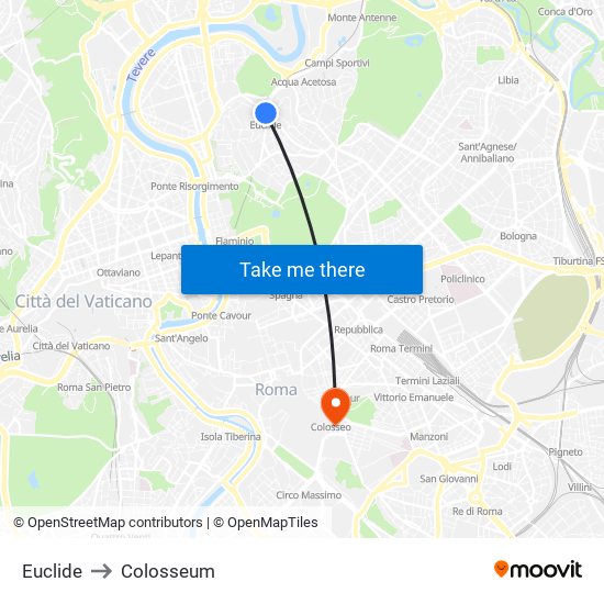 Euclide to Colosseum map
