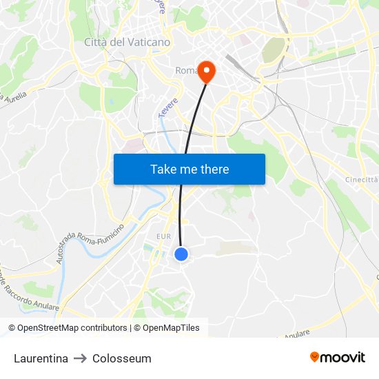 Laurentina to Colosseum map