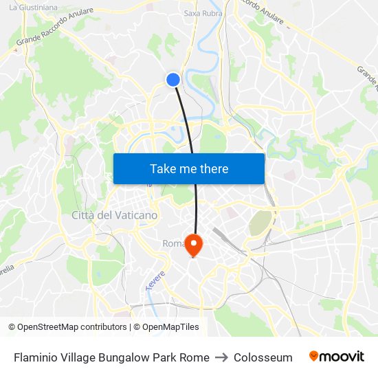 Flaminio Village Bungalow Park Rome to Colosseum map