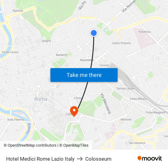 Hotel Medici Rome Lazio Italy to Colosseum map